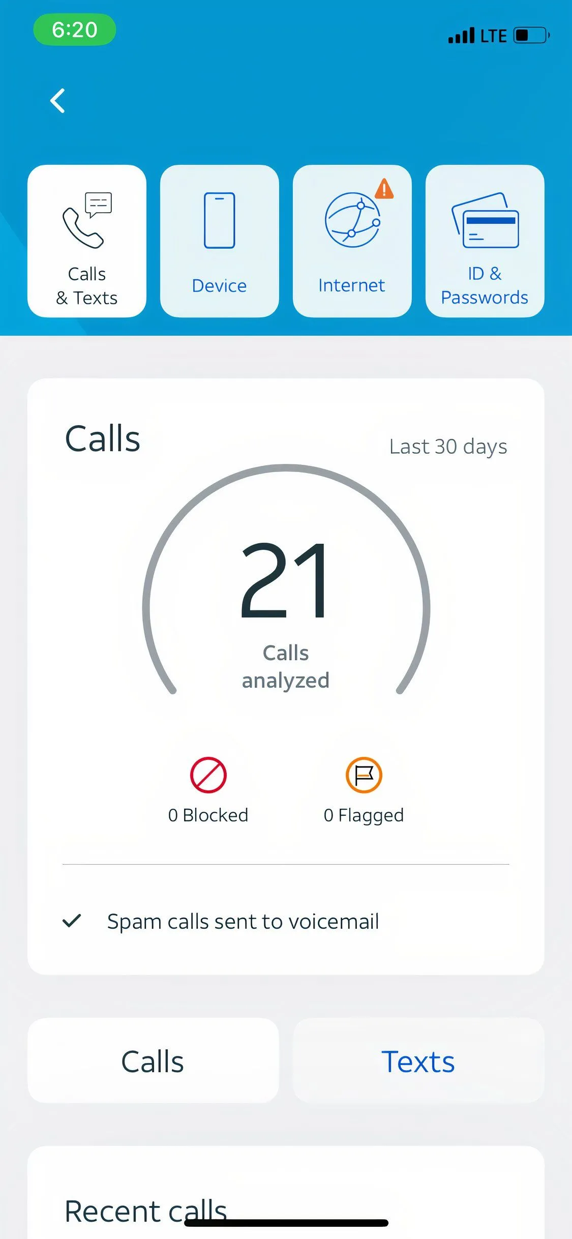 Màn hình cài đặt tính năng Active Armor của AT&amp;T cho phép tùy chỉnh bộ lọc cuộc gọi spam và bảo mật.