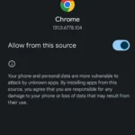Màn hình cài đặt ứng dụng không rõ nguồn gốc trên Android cho phép cài đặt RetroArch APK