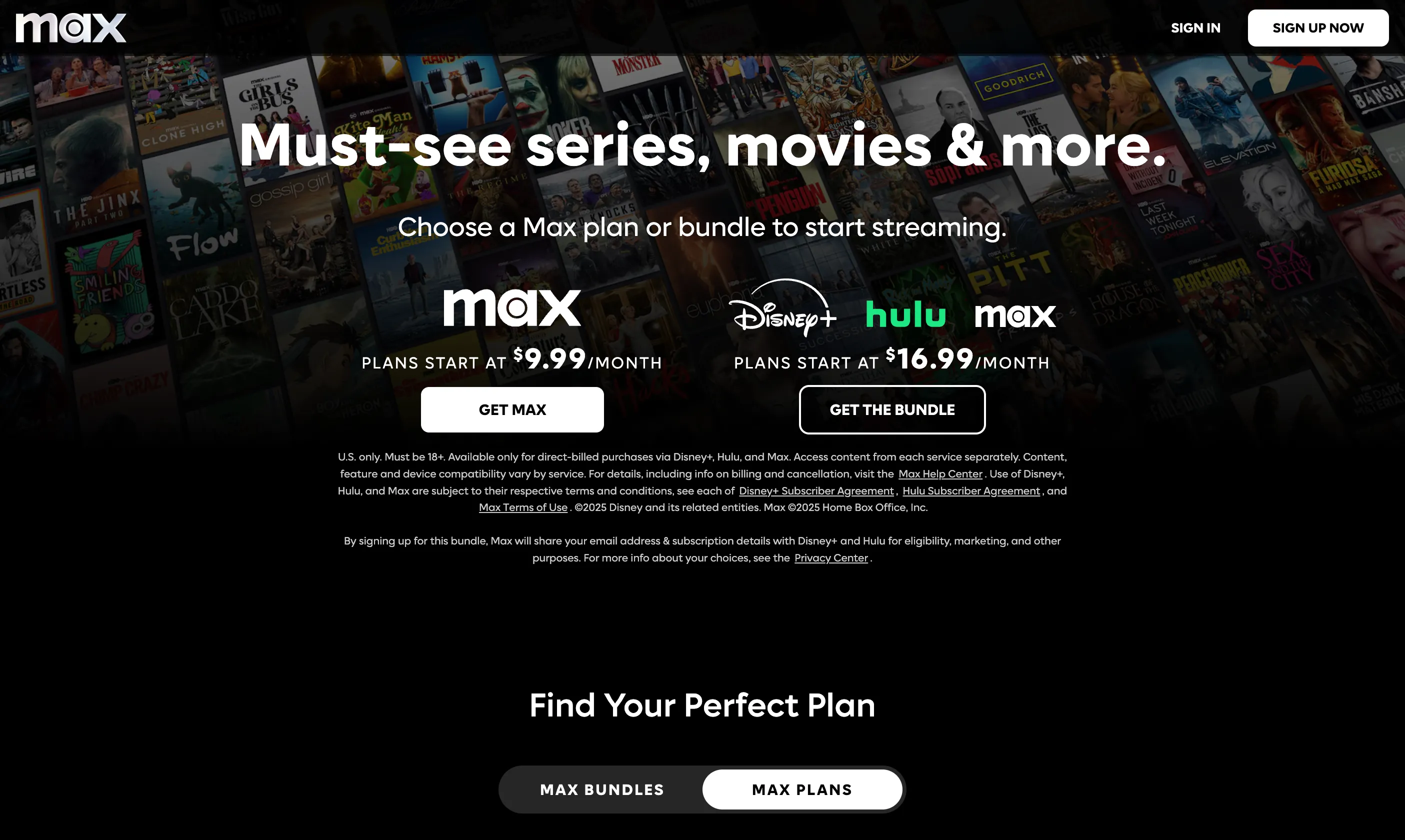 Màn hình chính HBO Max hiển thị các gói đăng ký và nội dung độc quyền chất lượng cao.