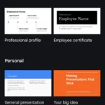 Màn hình điện thoại hiển thị các mẫu thuyết trình đa dạng trong Google Slides, giúp người dùng dễ dàng lựa chọn để bắt đầu bài thuyết trình trên di động.