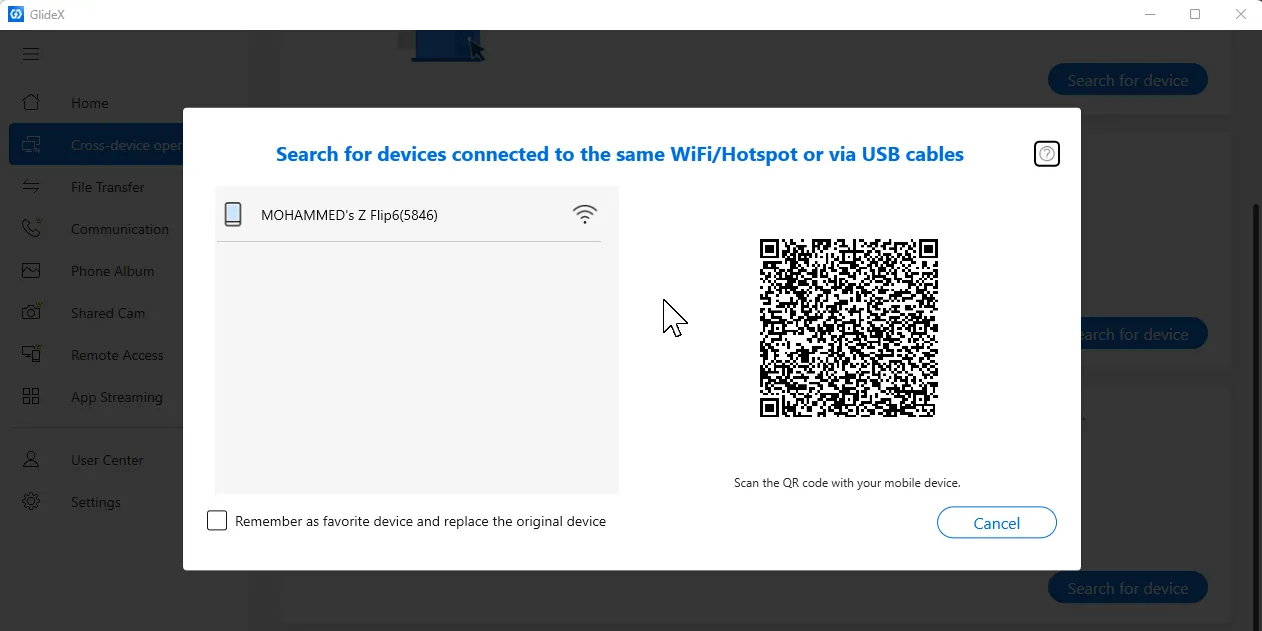Màn hình GlideX trên Windows 11 hiển thị điện thoại Samsung Galaxy đã được phát hiện để kết nối màn hình phụ