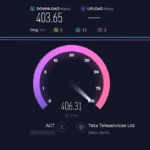 Màn hình hiển thị kết quả kiểm tra tốc độ Internet của Ookla, cho thấy tốc độ tải xuống và tải lên, minh họa sự khác biệt giữa đơn vị bit và byte trong đo lường tốc độ mạng.