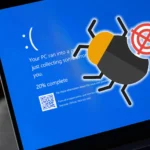 Màn hình lỗi Windows hiển thị thông báo lỗi hệ thống với biểu tượng con bọ (bug)
