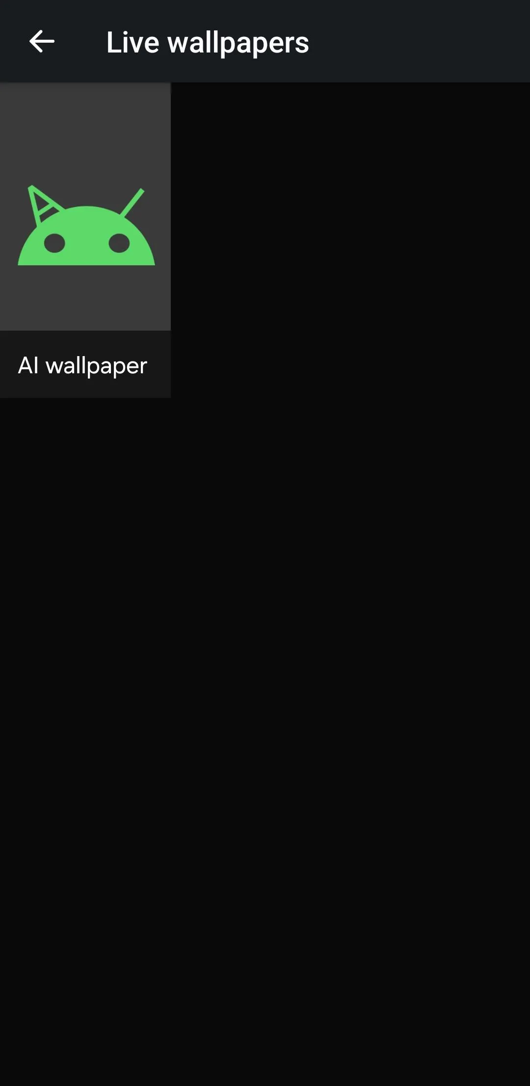 Màn hình lựa chọn hình nền AI trong ứng dụng Google Wallpapers trên Android.