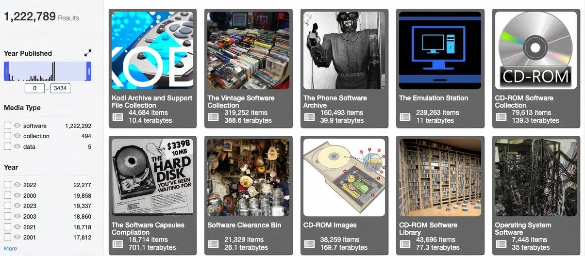 Màn hình mô phỏng game cổ điển MS-DOS trên Internet Archive, thể hiện khả năng lưu trữ phần mềm và trò chơi retro.