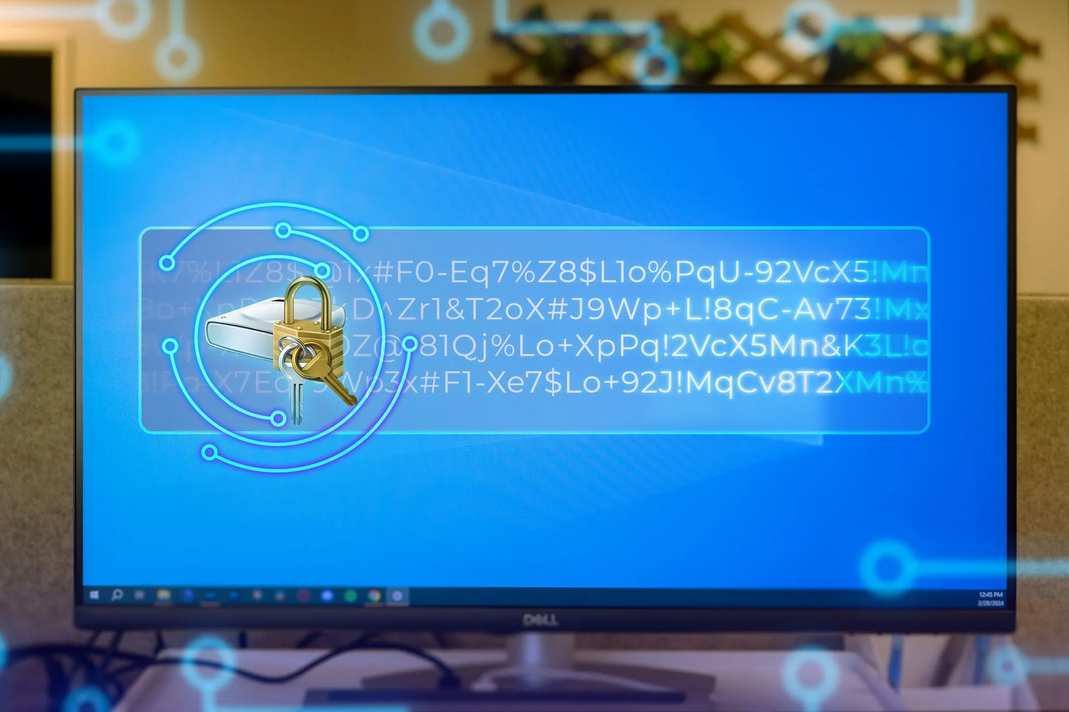 Màn hình PC Windows 11 với biểu tượng BitLocker mã hóa dữ liệu