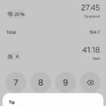 Màn hình ứng dụng Máy tính Samsung hướng dẫn thêm phần trăm tiền boa