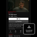 Màn hình ứng dụng Netflix hiển thị nút tải toàn bộ mùa phim trên iPhone