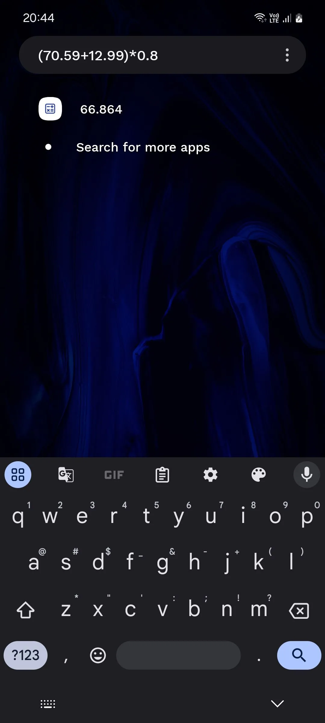 Máy tính tích hợp trong thanh tìm kiếm của Niagara Launcher