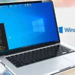 Máy tính xách tay chạy Windows 10 với phương tiện cài đặt và USB