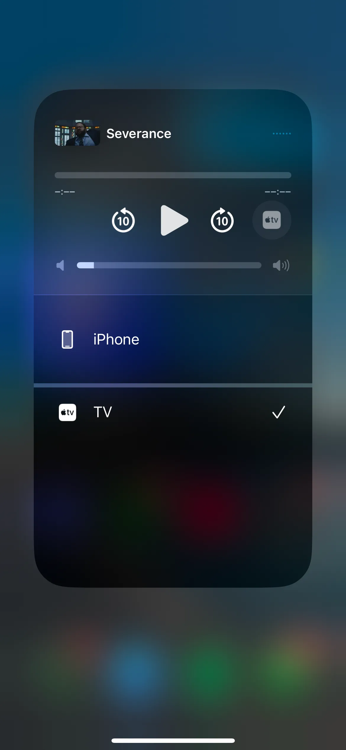 Menu AirPlay trên iOS 18 với tùy chọn truyền phát nội dung từ iPhone sang Apple TV