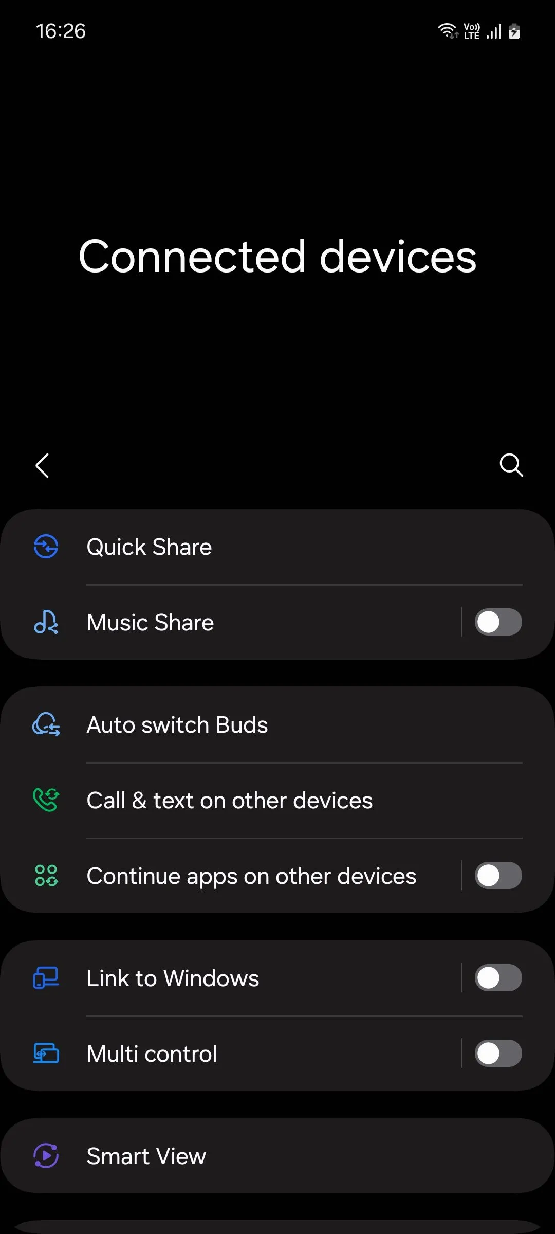 Menu Các thiết bị đã kết nối trên Samsung One UI 6.1
