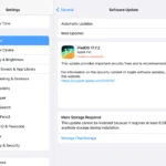 Menu cập nhật phần mềm iPadOS hiển thị phiên bản iPadOS 17 sẵn sàng để nâng cấp