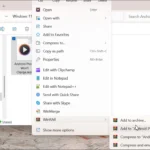 Menu chuột phải File Explorer hiển thị tùy chọn WinRAR Add to archive