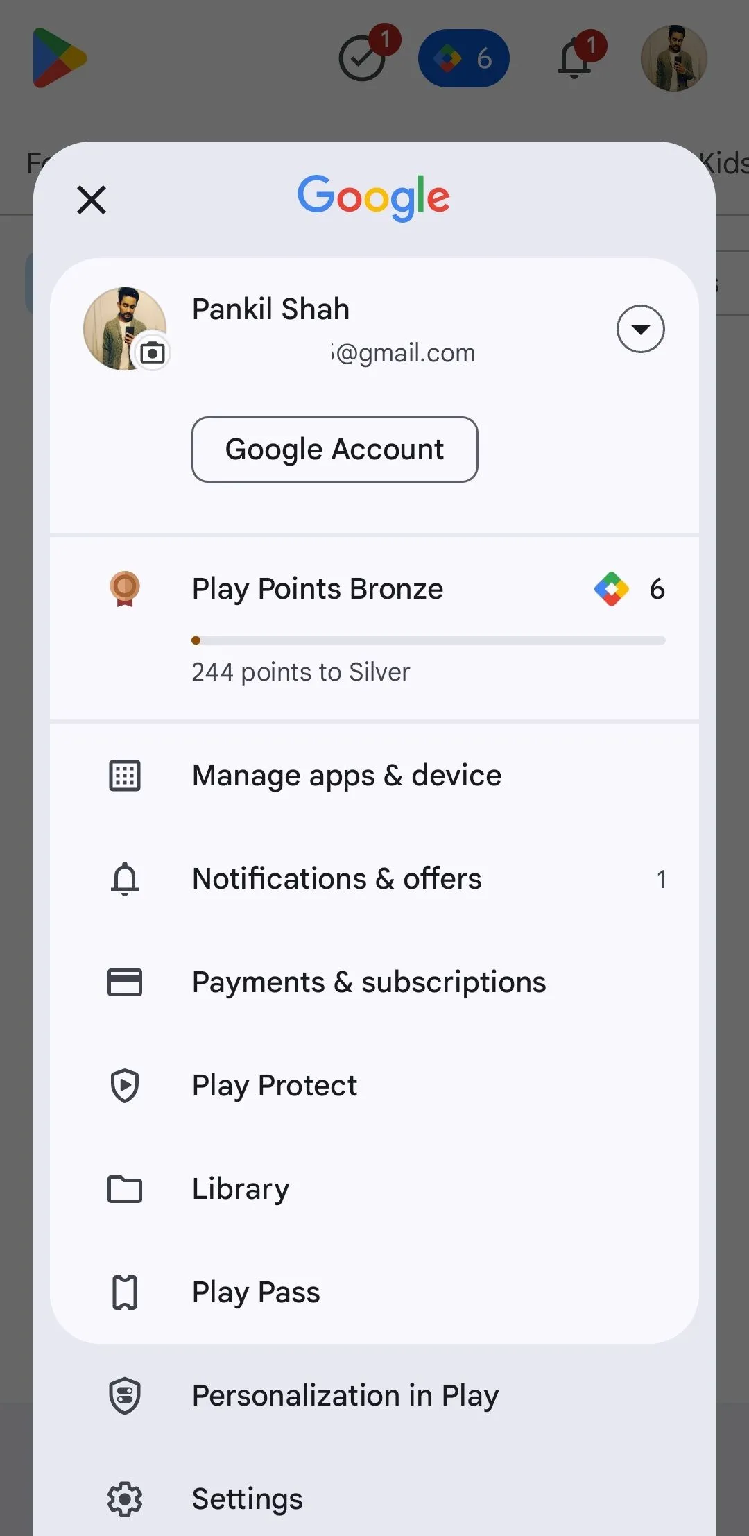 Menu Google Play Store trên điện thoại Android giúp quản lý ứng dụng