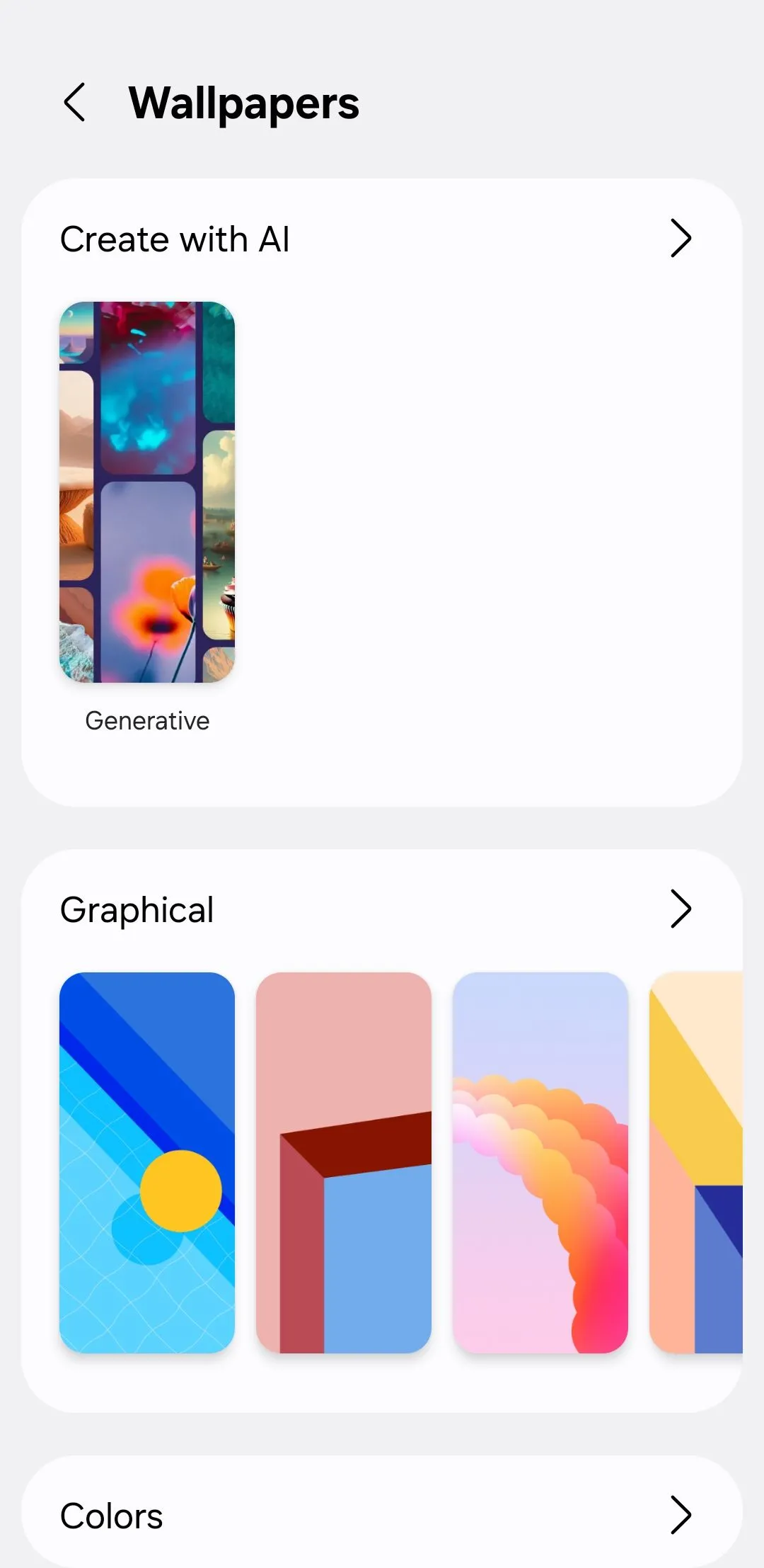 Menu hình nền trên điện thoại Samsung