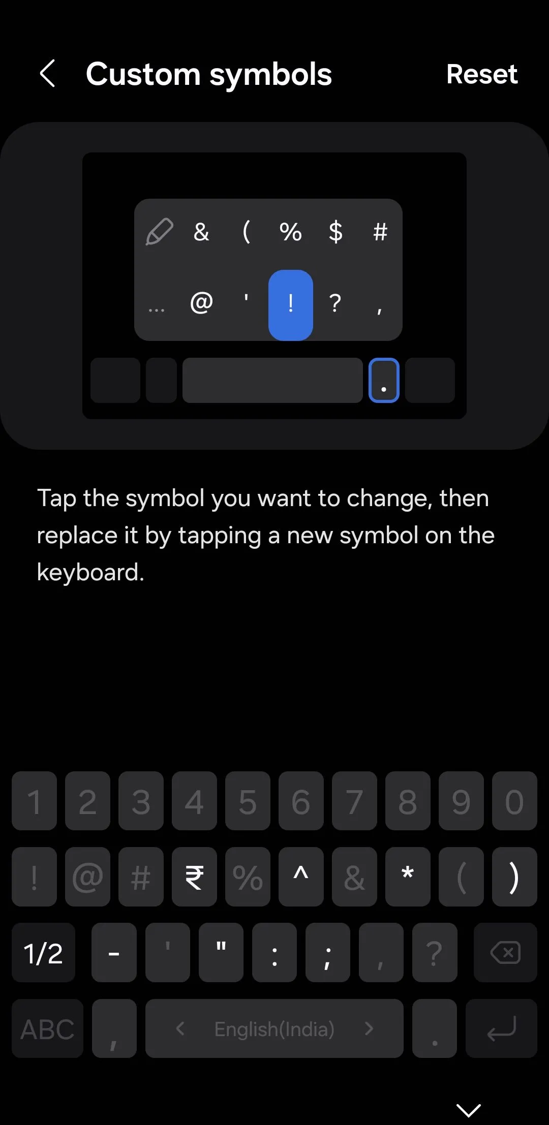 Menu tùy chỉnh ký tự và biểu tượng trên bàn phím Samsung