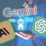 Minh họa các logo AI phổ biến như Gemini, ChatGPT, Claude và hình ảnh chatbot tương tác, đại diện cho công cụ AI miễn phí và trả phí.