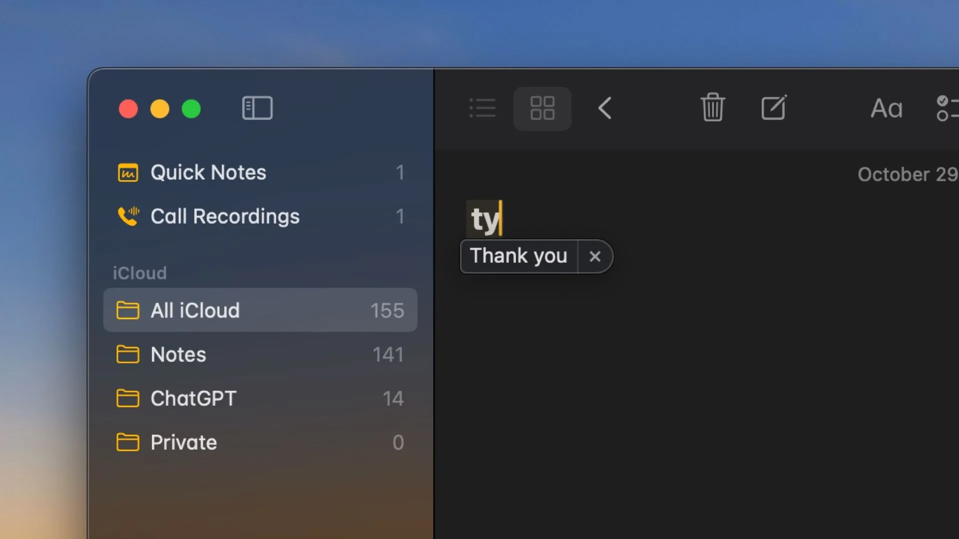 Minh họa tính năng Thay thế Văn bản (Text Replacement) trên macOS, giúp tự động mở rộng các cụm từ viết tắt thành văn bản đầy đủ