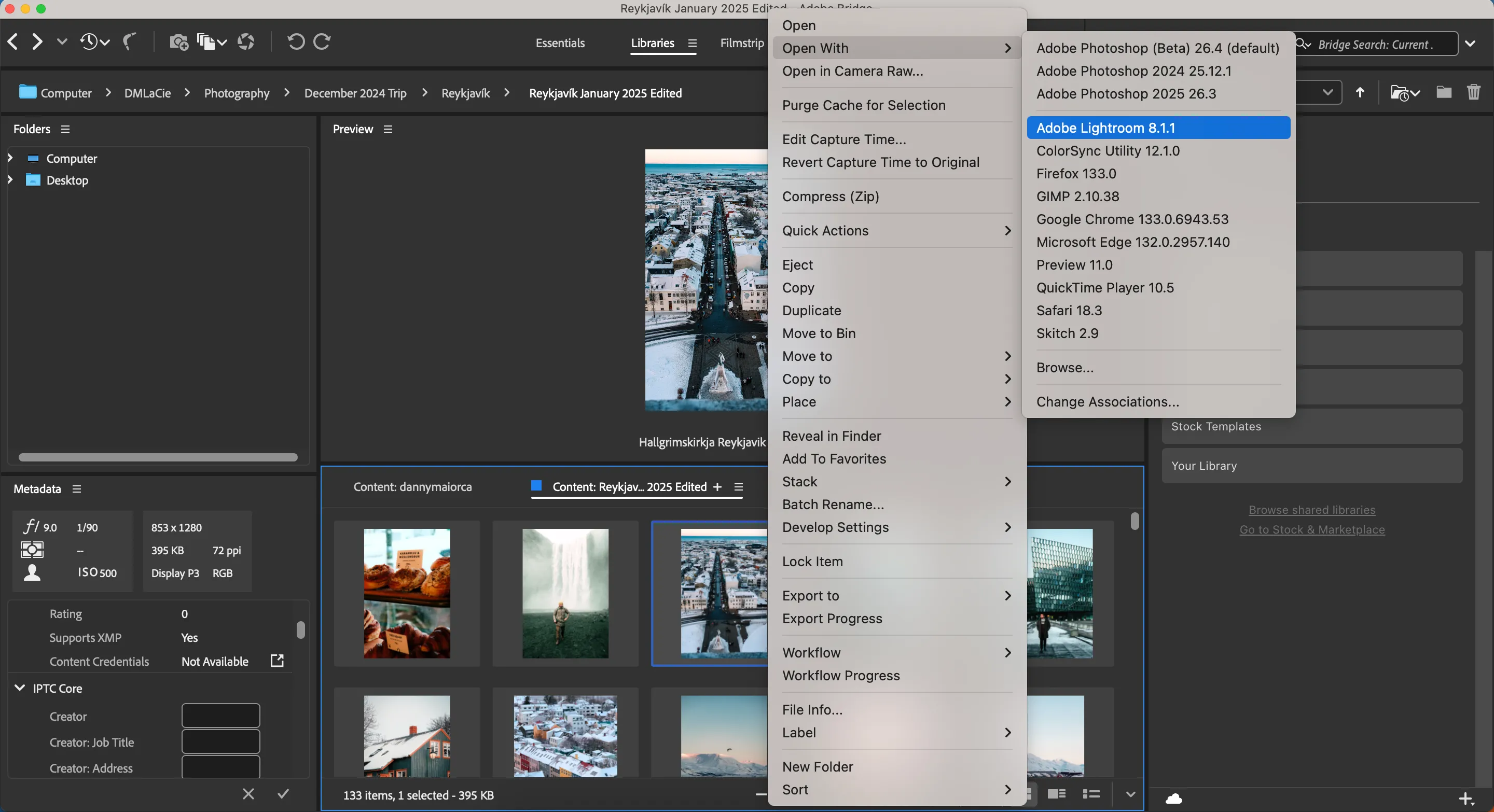 Mở ảnh từ Adobe Bridge trực tiếp trong các ứng dụng Adobe khác như Photoshop hay Camera Raw