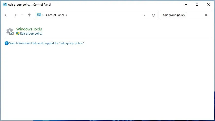 Mở Group Policy Editor thông qua Control Panel hoặc Settings
