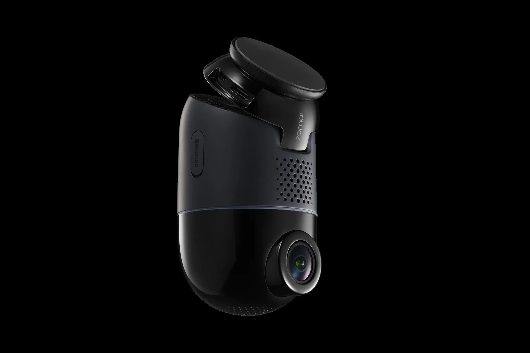 Mô hình 70mai Dash Cam 4K Omni màu đen, thể hiện thiết kế nhỏ gọn và khả năng lắp đặt dễ dàng trên xe ô tô.