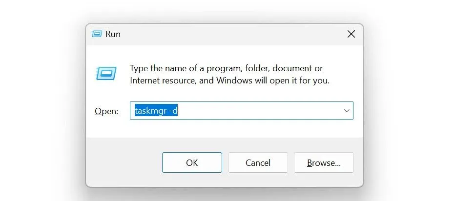 Mở Trình quản lý tác vụ cổ điển từ Run trên Windows 11