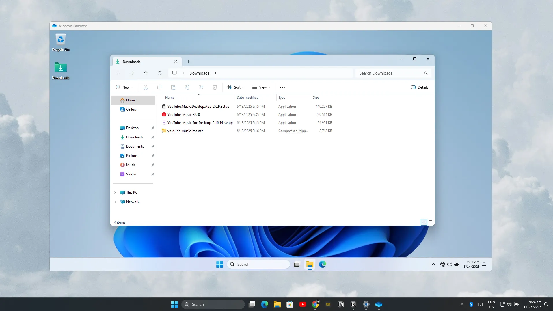 Môi trường Windows Sandbox đã được cấu hình ánh xạ thư mục và tắt kết nối mạng