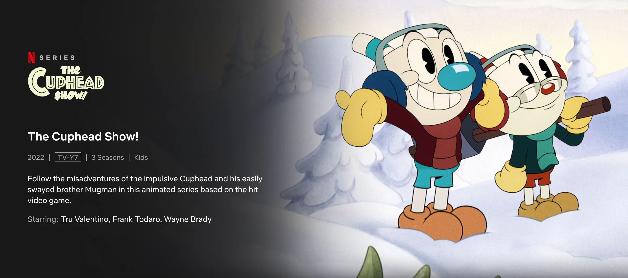 Nền tảng Netflix với nội dung hoạt hình, minh họa bởi The Cuphead Show