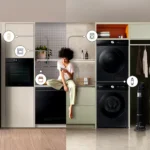 Người phụ nữ trong căn bếp nhà thông minh với nhiều thiết bị kết nối, minh họa rủi ro bảo mật IoT khi phần mềm lỗi thời.
