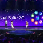 Người thuyết trình giới thiệu Visual Suite 2.0 của Canva tại sự kiện Canva Create 2025