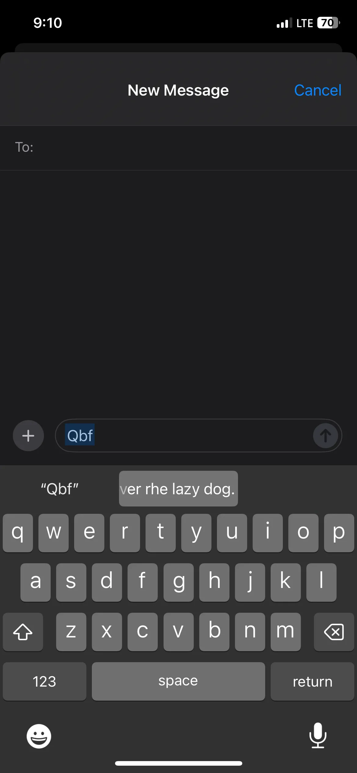 Nhập mã phím tắt &quot;QBZ&quot; để chèn cụm từ dài đã lưu trên iPhone.