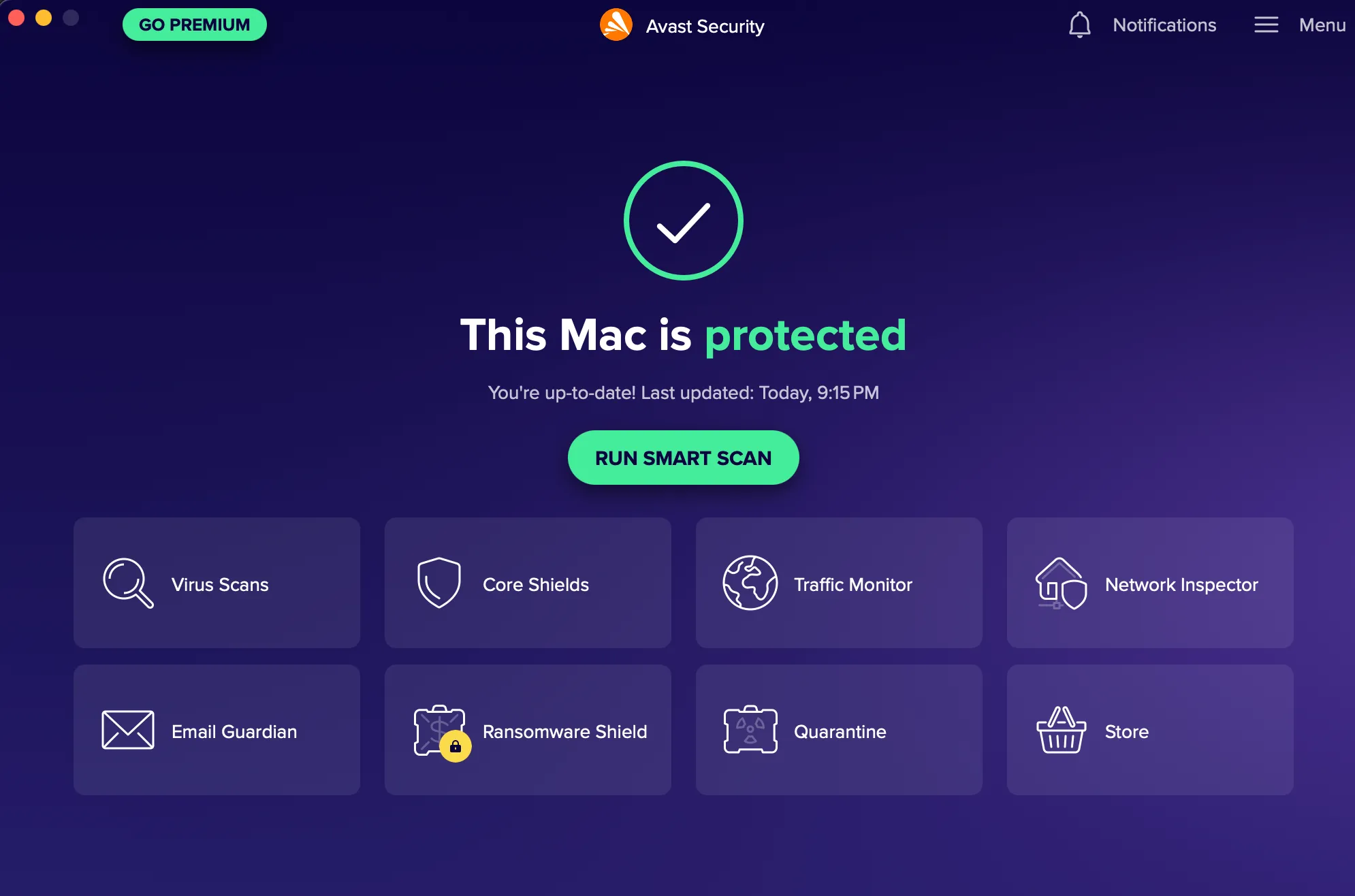 Phần mềm diệt virus Avast đang quét trên máy tính Mac, tượng trưng cho khả năng bảo vệ toàn diện khỏi keylogger.