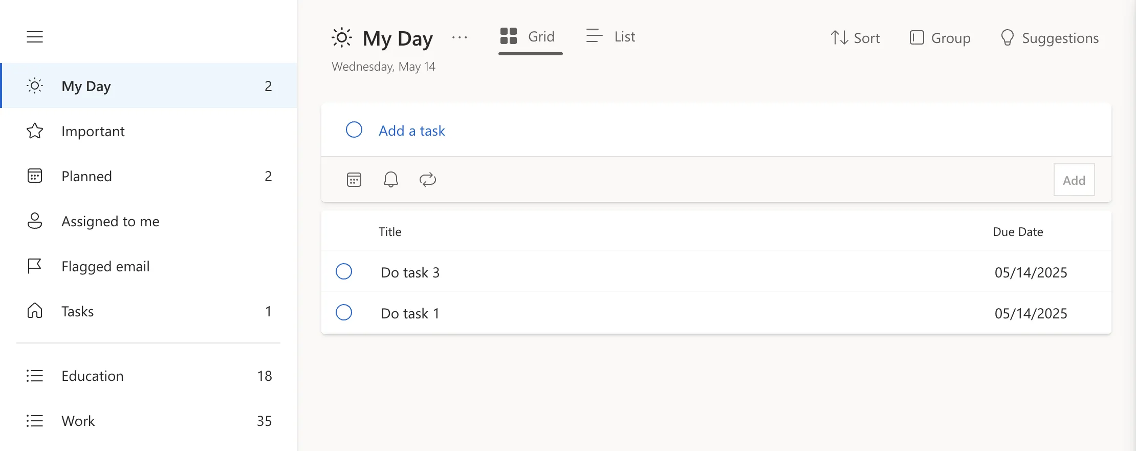 Phần My Day chuyên biệt trong ứng dụng Microsoft To Do