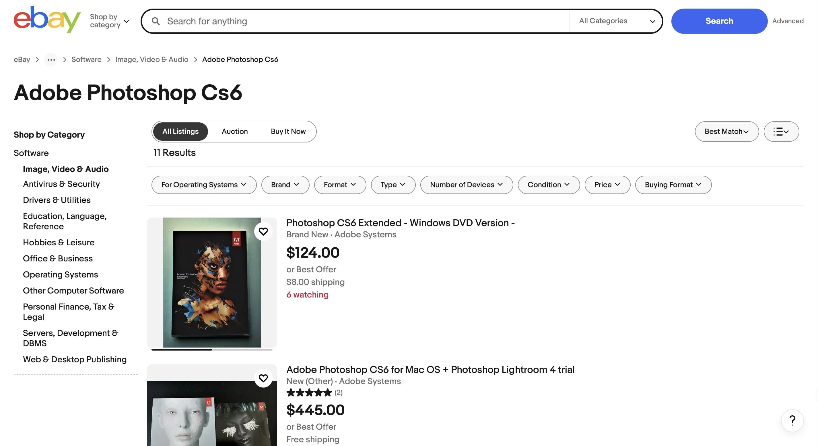 Phiên bản phần mềm Adobe CS6 cũ đang được bán trên eBay