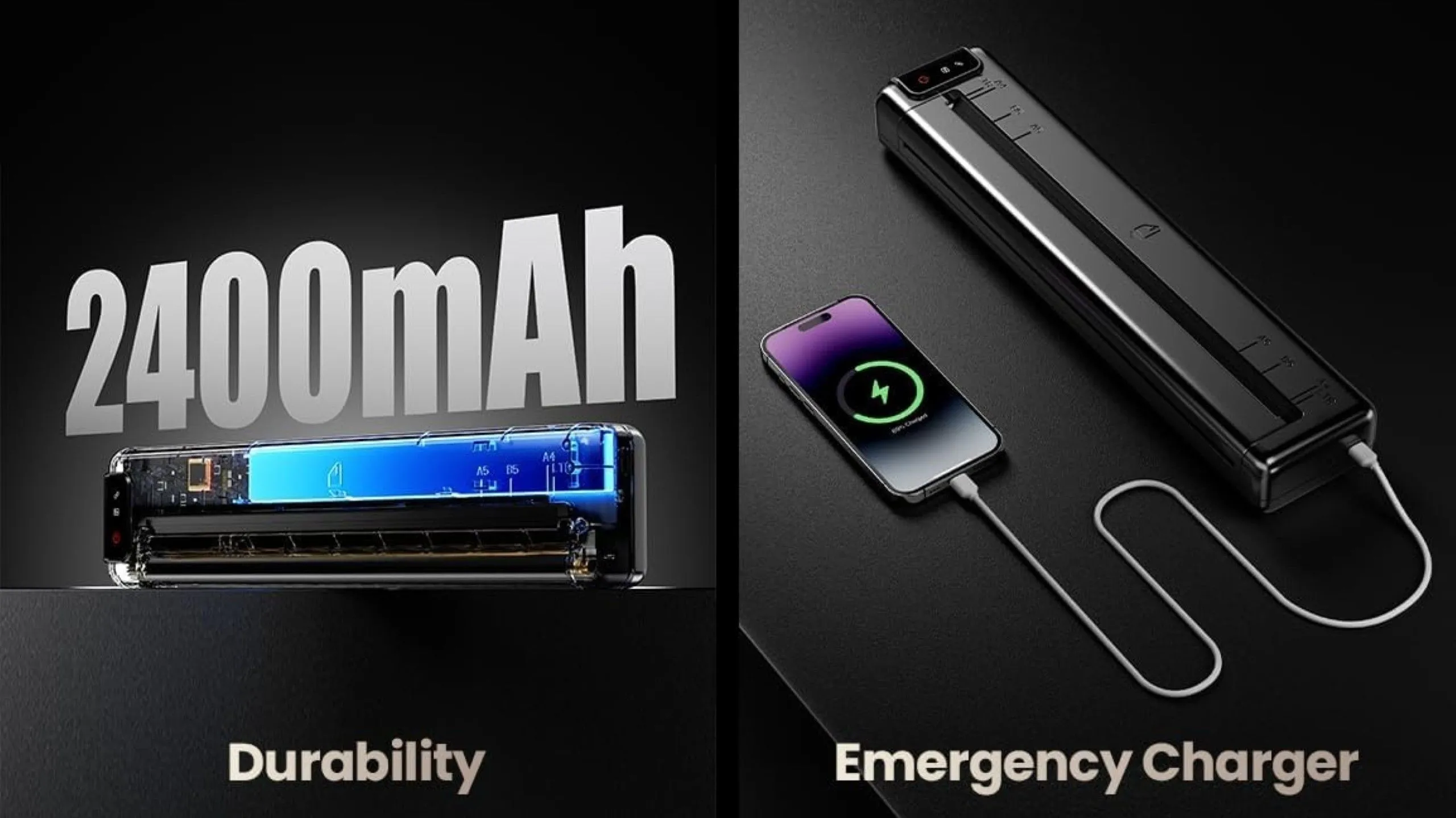 Phomemo Q302 đang được dùng làm sạc dự phòng khi di chuyển