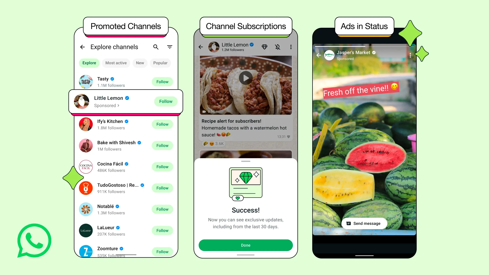 Quảng cáo xuất hiện trong mục Status trên WhatsApp, hiển thị giữa các trạng thái của bạn bè
