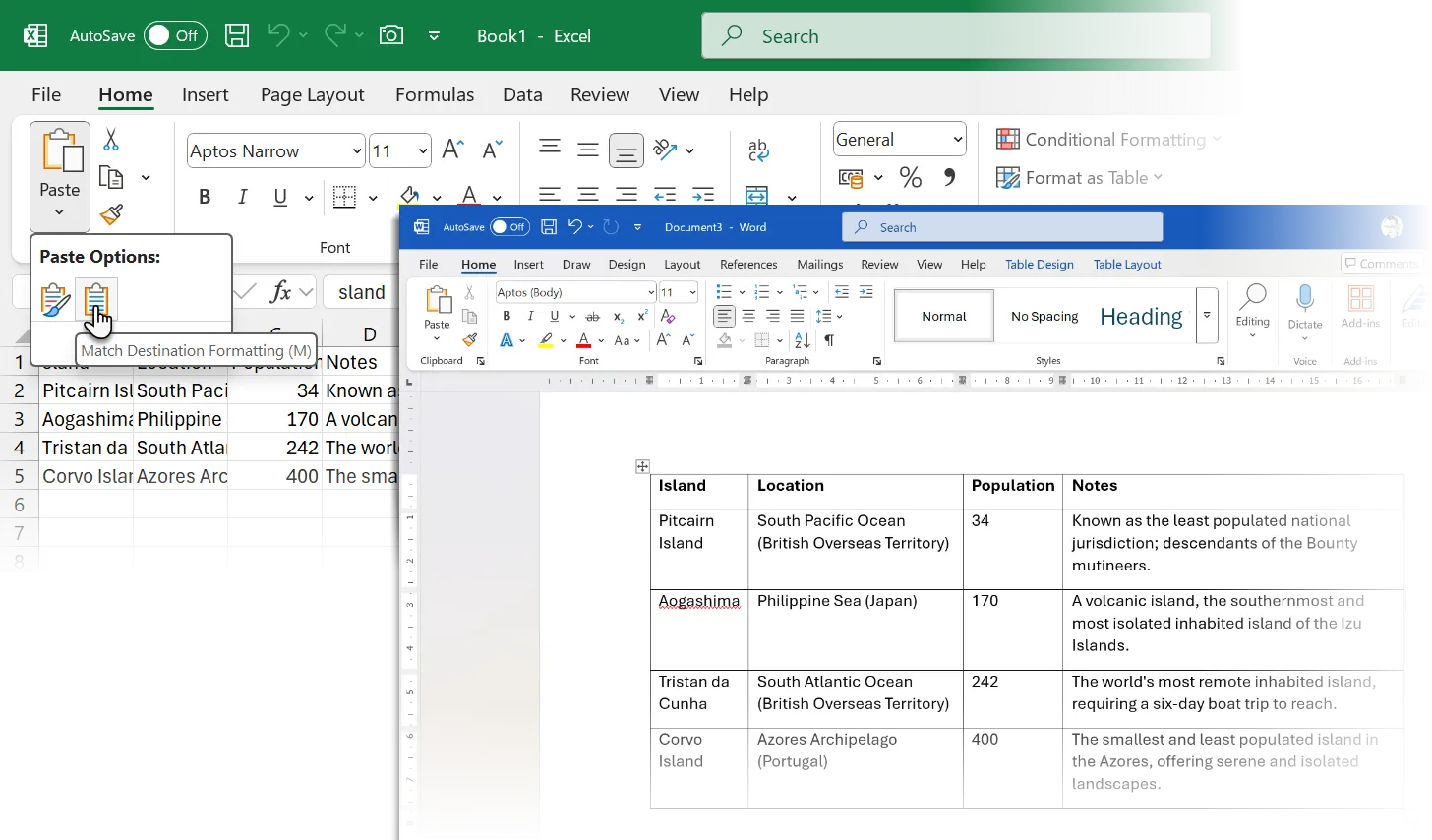 Quy trình dán bảng từ ChatGPT vào Word thông qua Excel để giữ nguyên định dạng