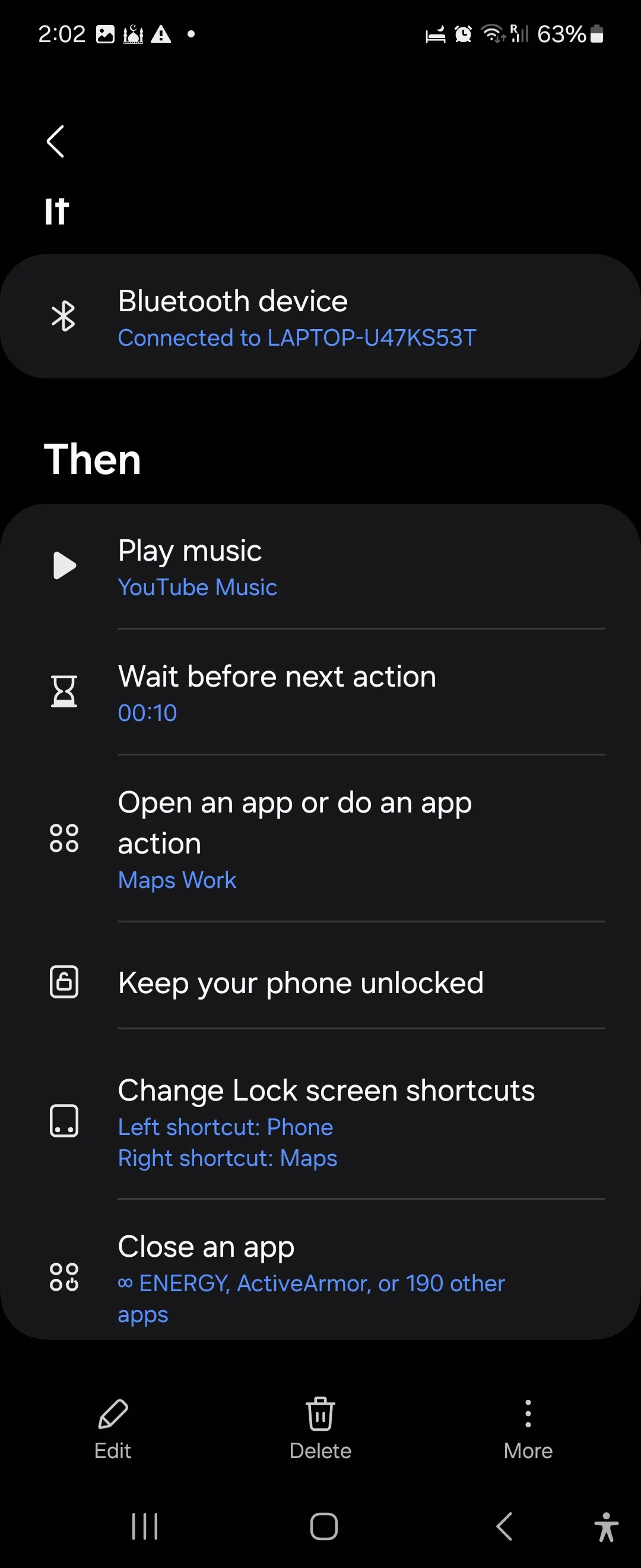 Routine lái xe trong Samsung Modes and Routines trên Galaxy Flip 6