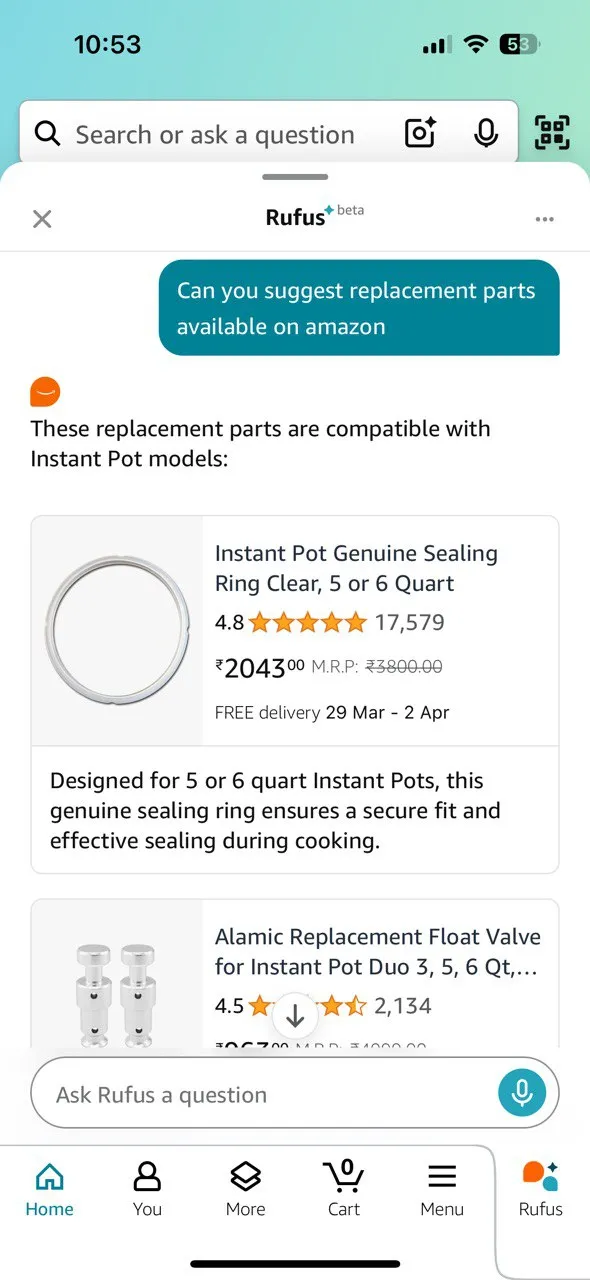 Rufus hoạt động như một công cụ khắc phục sự cố cho thiết bị Amazon