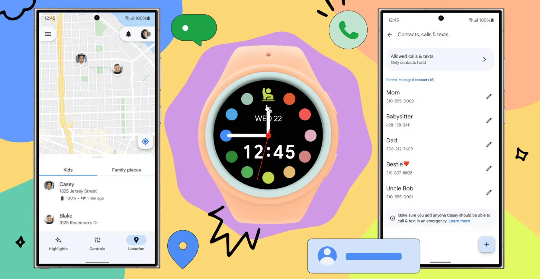 Samsung Galaxy Watch cho trẻ em hiển thị tính năng định vị và danh bạ an toàn