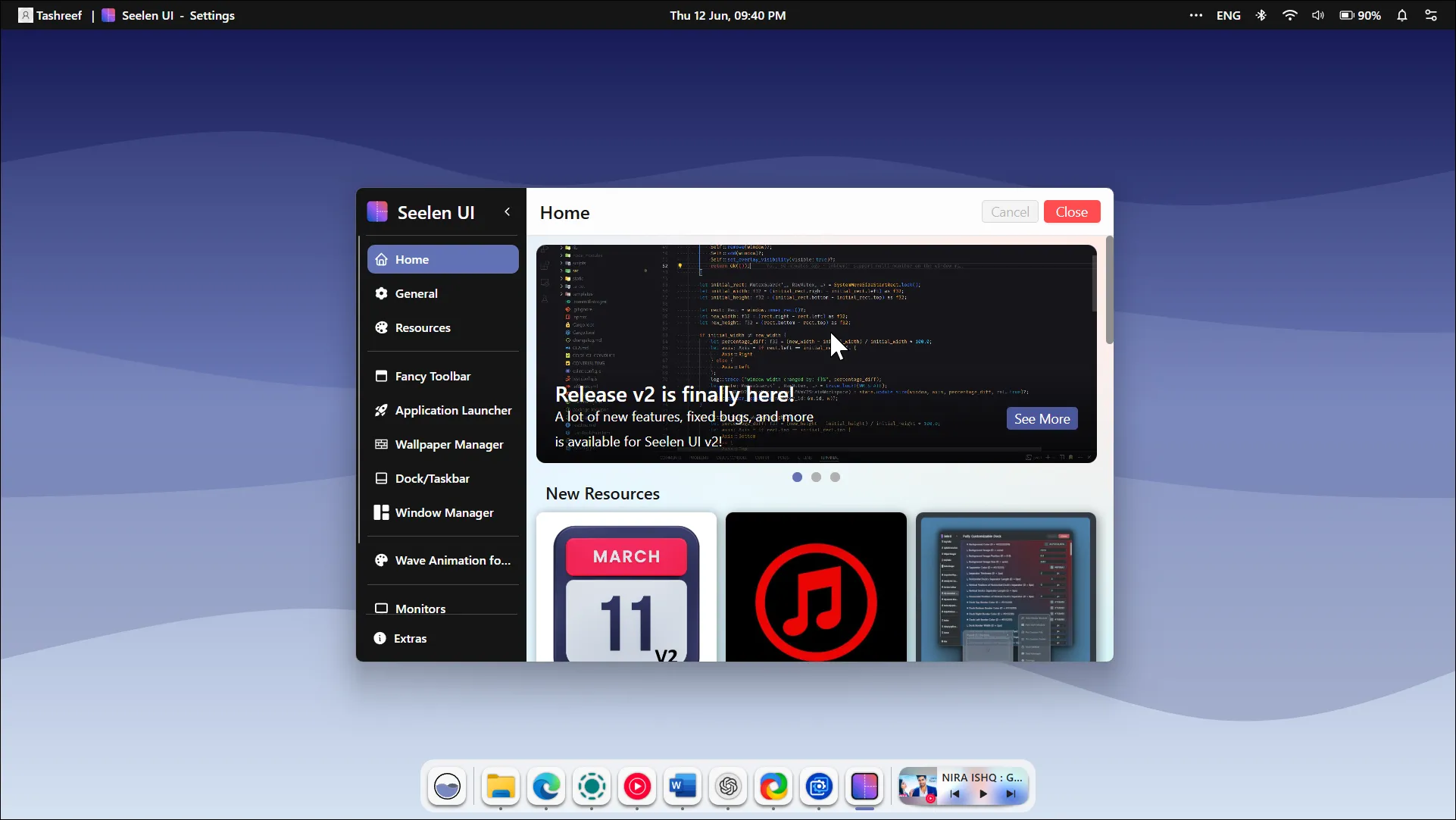 Seelen UI hoạt động trên nền desktop Windows 11