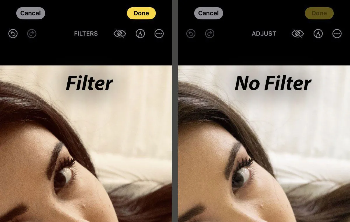 So sánh trực quan giữa ảnh có filter và ảnh chụp không filter