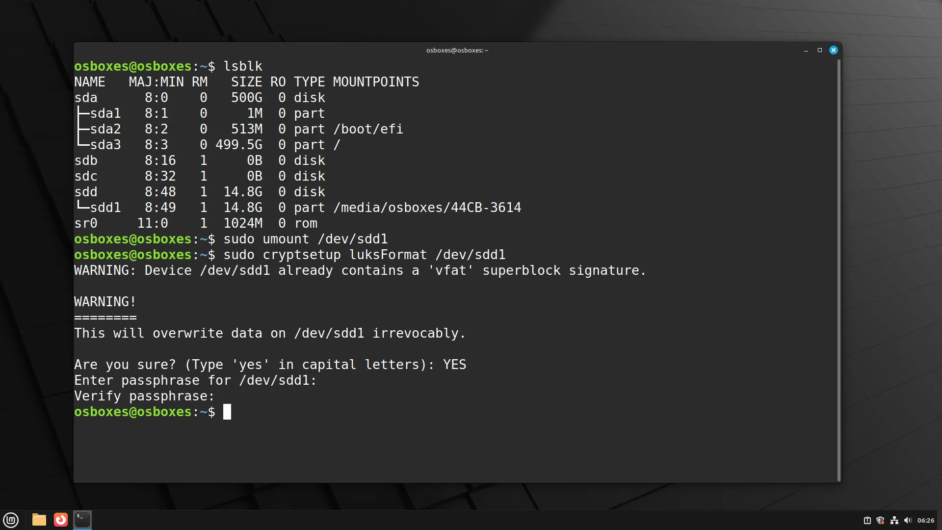 Sử dụng LUKS để mã hóa ổ đĩa ngoài trên Linux Ubuntu