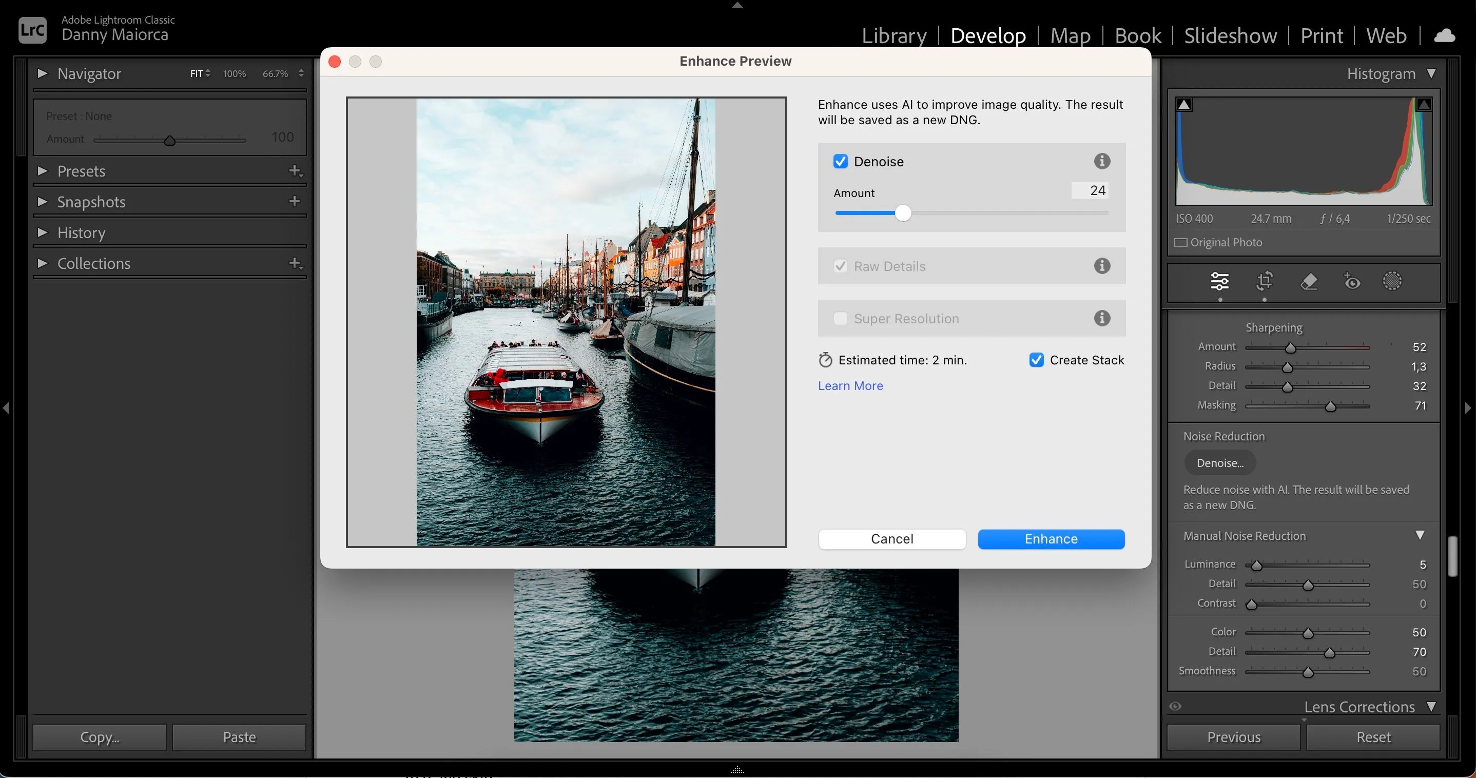 Sử dụng tính năng khử nhiễu AI Denoise trong Adobe Lightroom để cải thiện ảnh