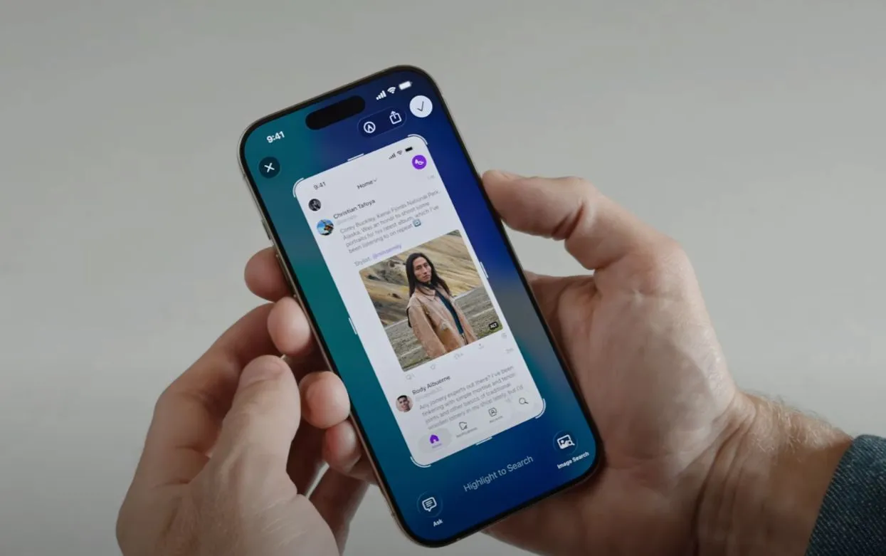 Sử dụng tính năng Trí tuệ Thị giác Toàn diện trên màn hình iOS 26 để tìm kiếm thông tin từ hình ảnh