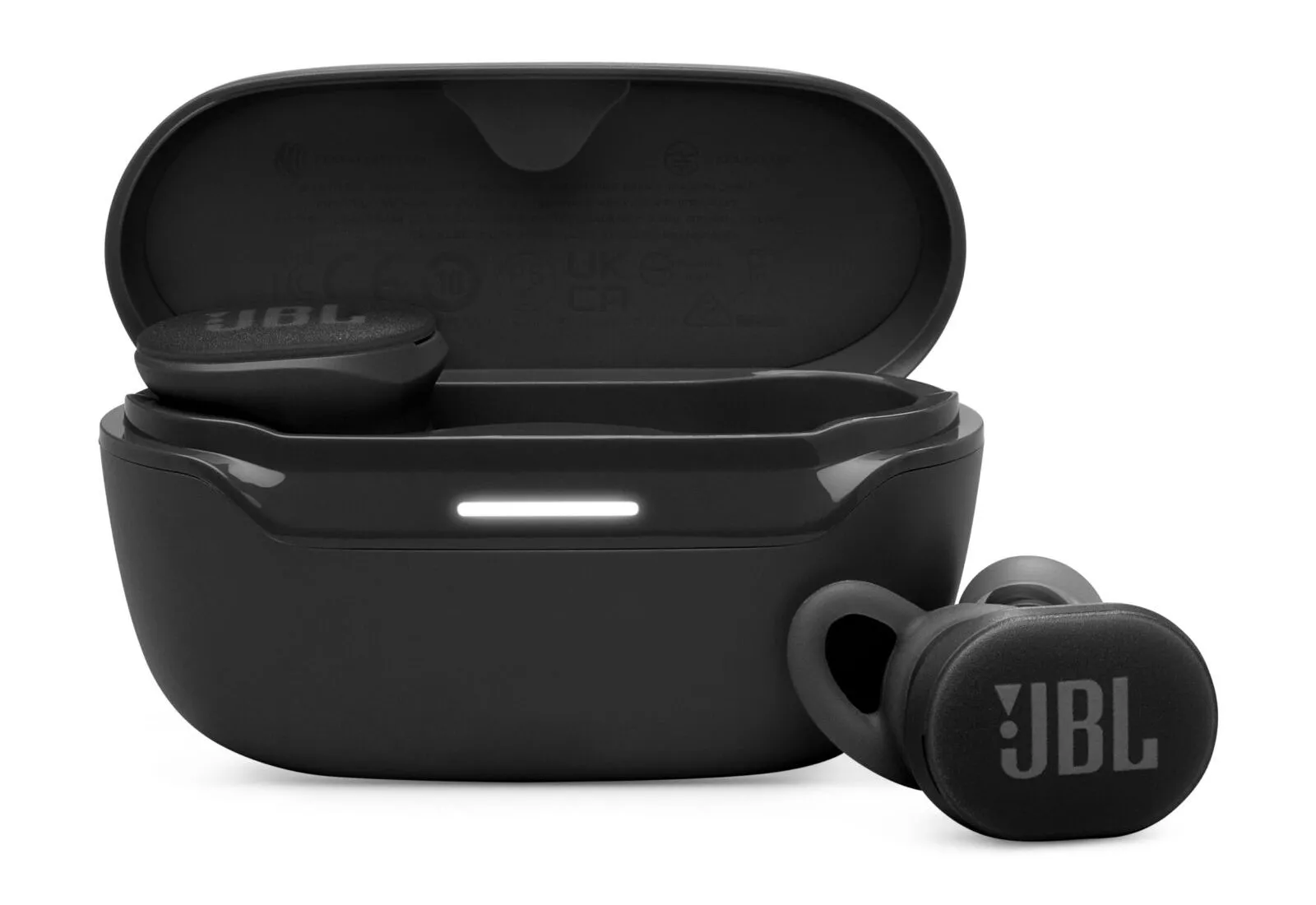 Tai nghe thể thao JBL Endurance Race 3 màu đen, thiết kế nhỏ gọn, chống nước IP68, phù hợp cho vận động viên.