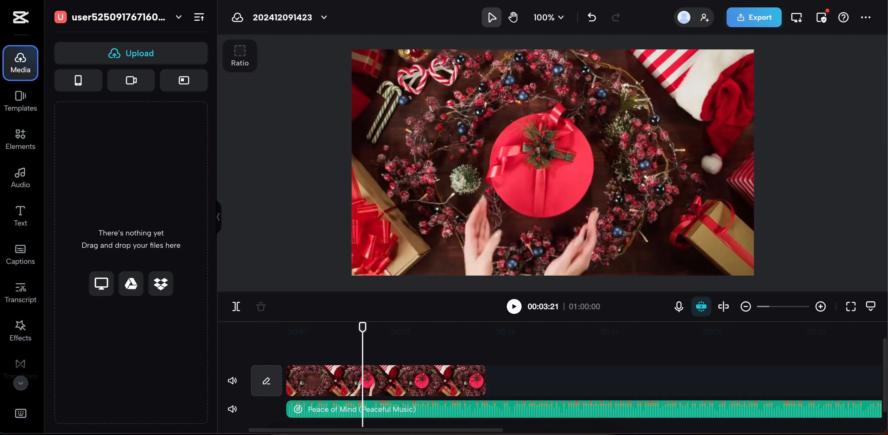 Tải tệp media (âm thanh hoặc video) lên CapCut Online