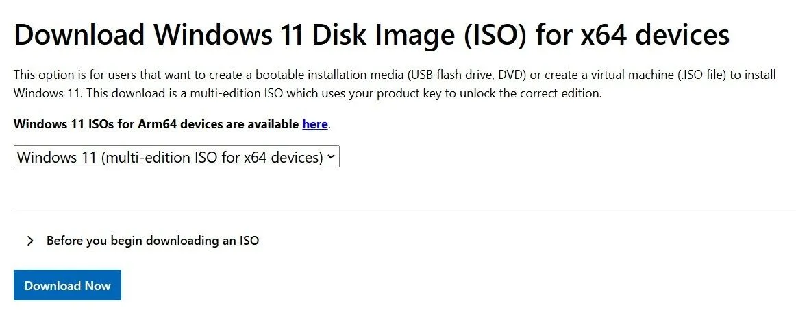 Tải xuống file ISO Windows 11 từ trang web Microsoft