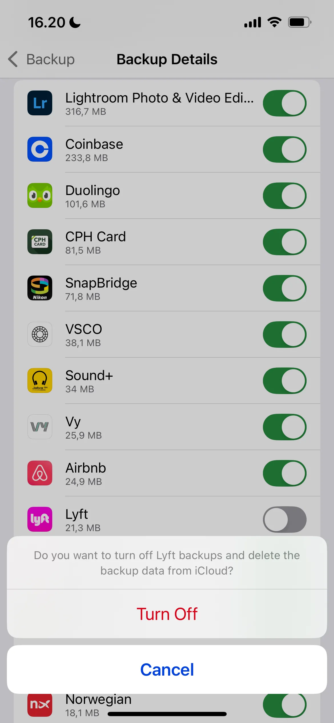 Tắt cài đặt sao lưu iCloud cho ứng dụng cụ thể